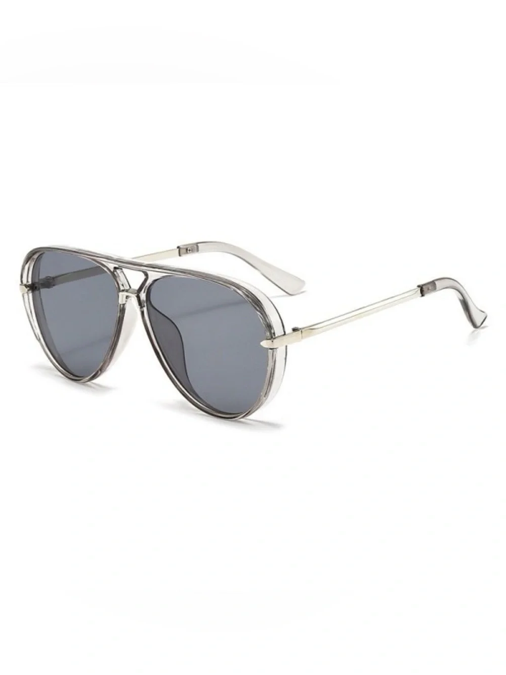 Oversized Retro Aviator Clear Frame Sunglasses